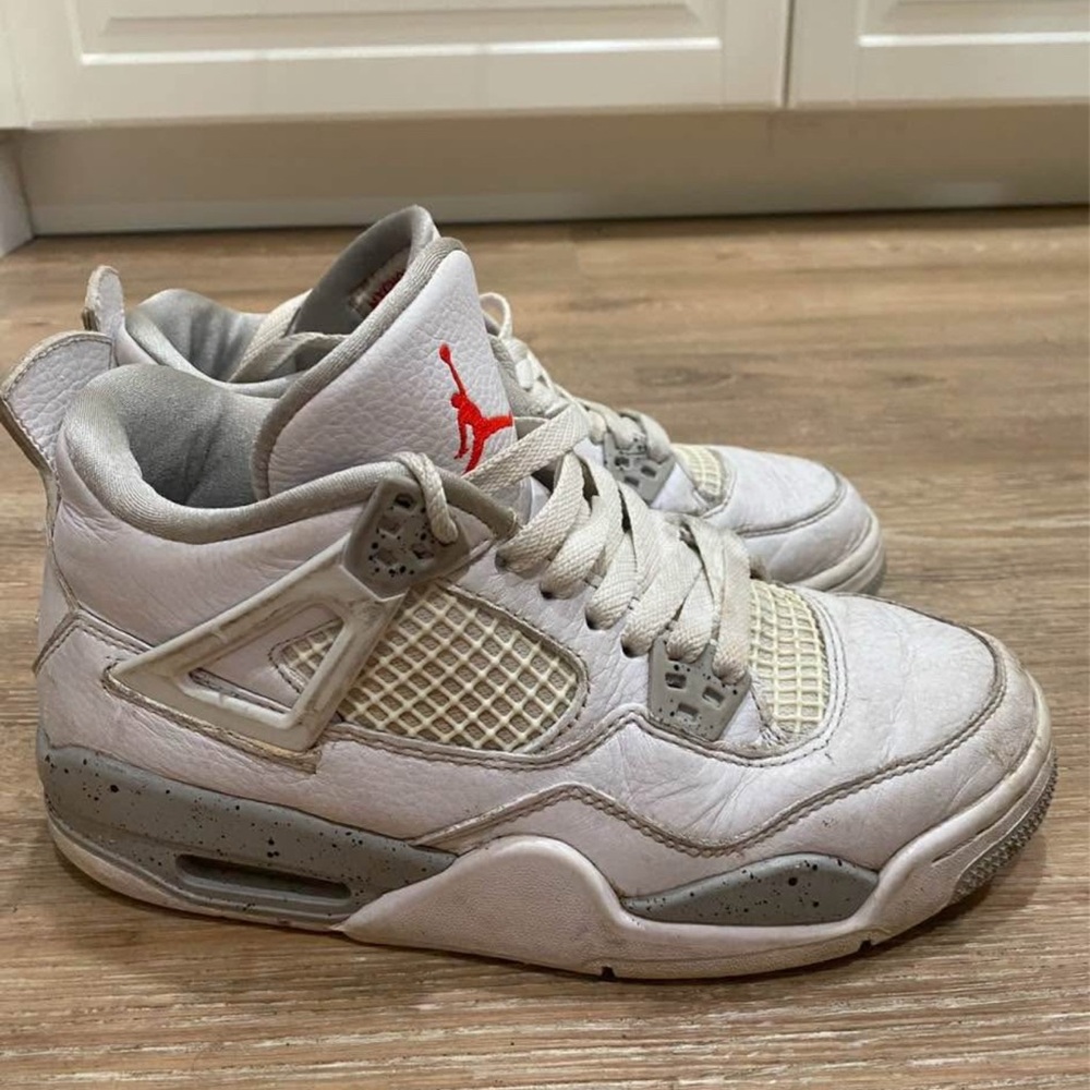 Air Jordan 4 White and Gray Sneakers